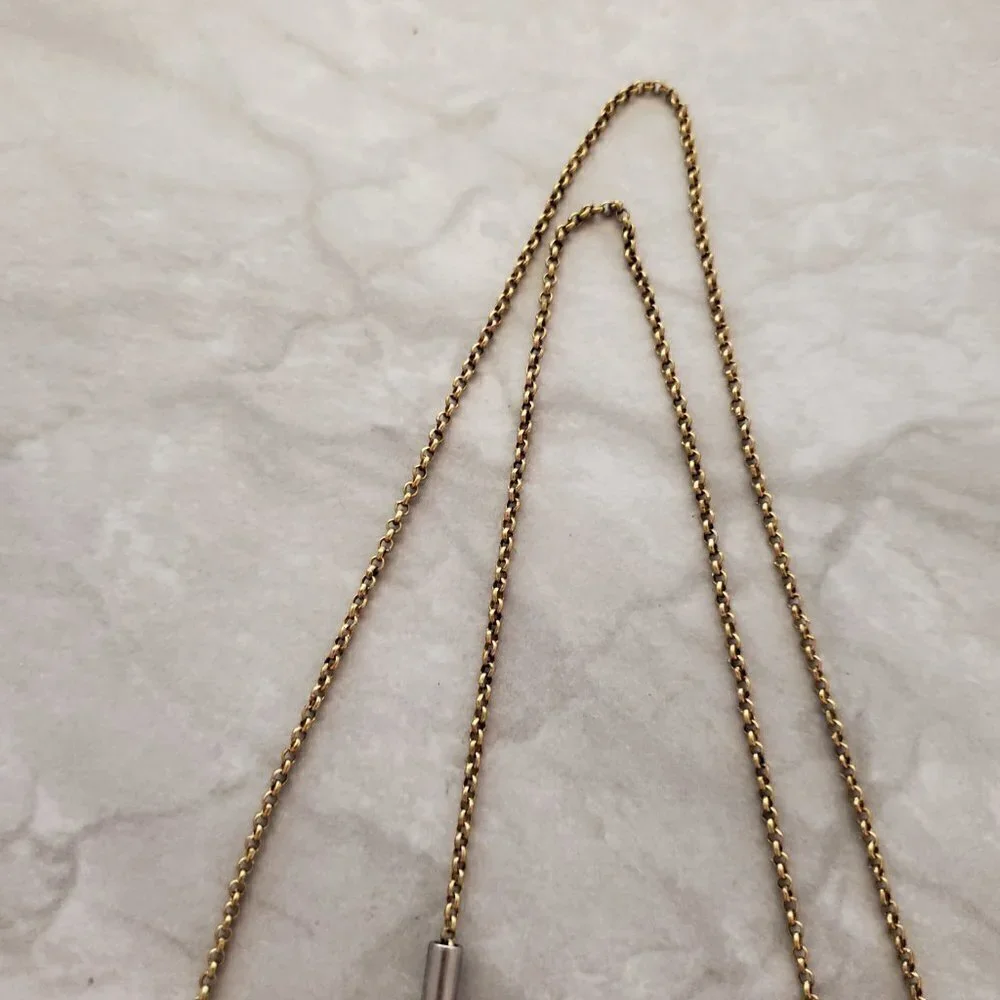 💖 J.Crew Antiqued Silver Gold Long Beaded Necklace 💖 - Picture 4 of 9